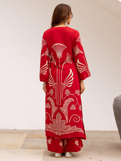Ethnic Printed Straight Kurta & Palazzos