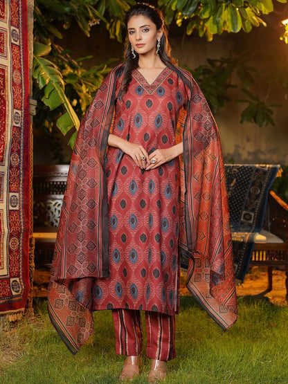 Dhiyona KL Women Ethnic Motifs Printed Kurta with Trousers & Dupatta