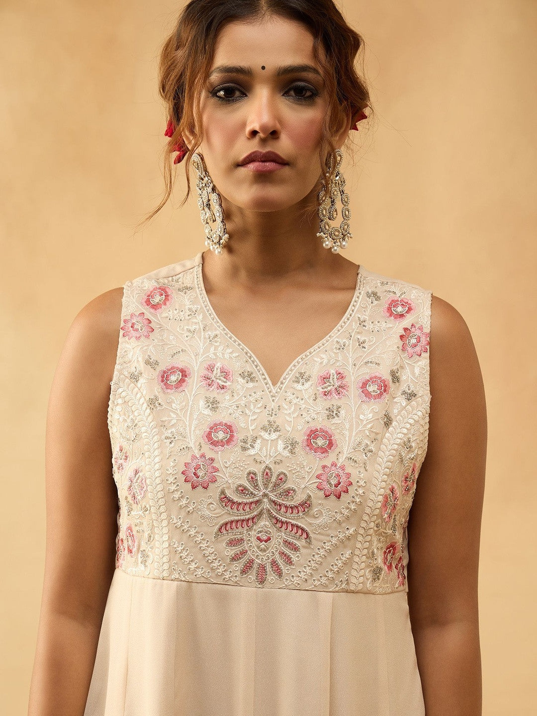 Embroidered Anarkali Kurta With Trouser & Dupatta