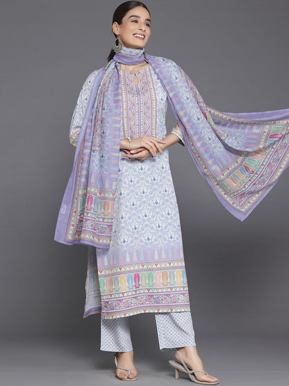 Women Ethnic Motifs Printed Regular Kurta with Trousers & With Dupatta