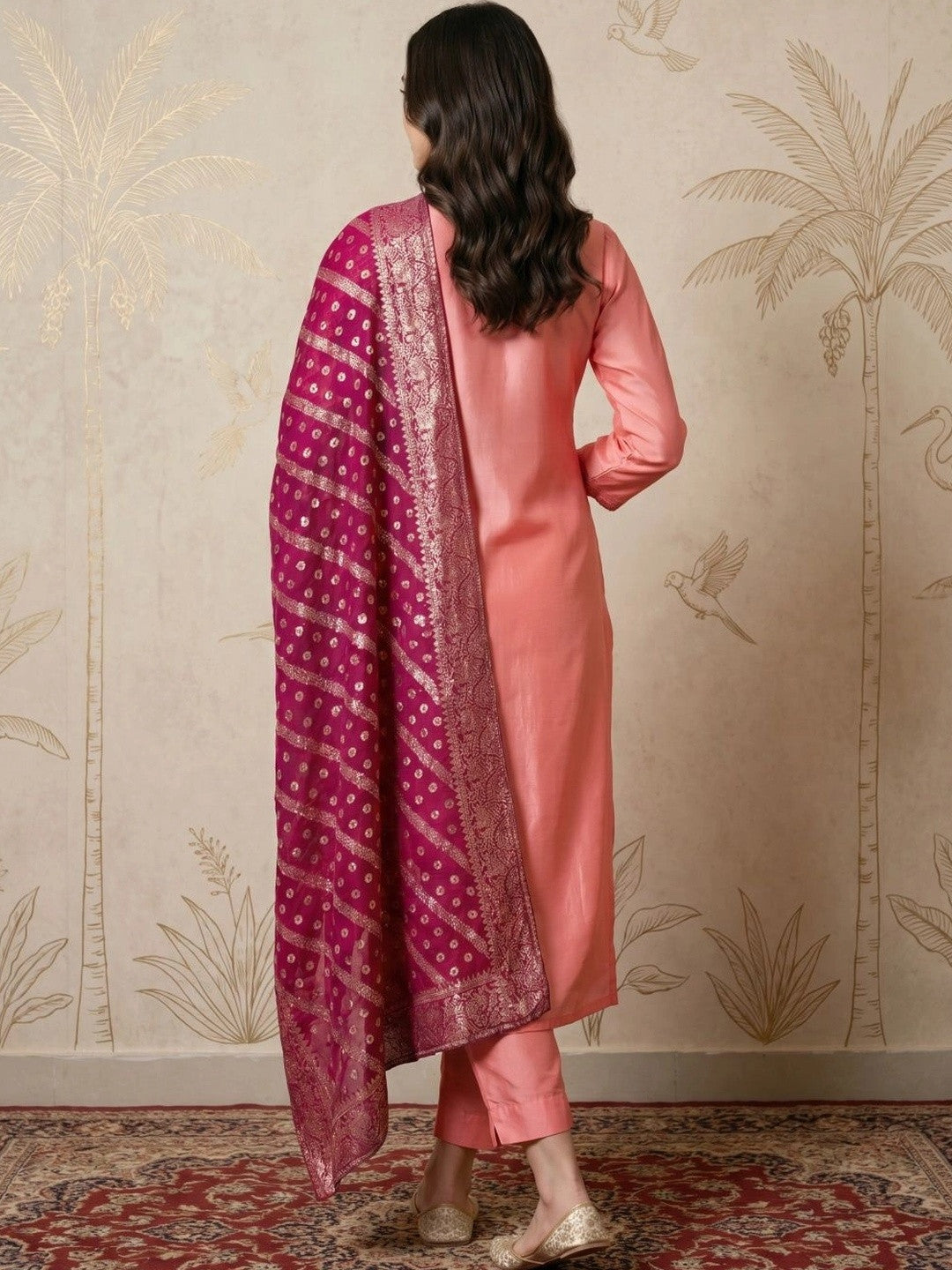Women Ethnic Motifs Embroidered Regular Thread Work Kurta with Trousers & With Dupatta