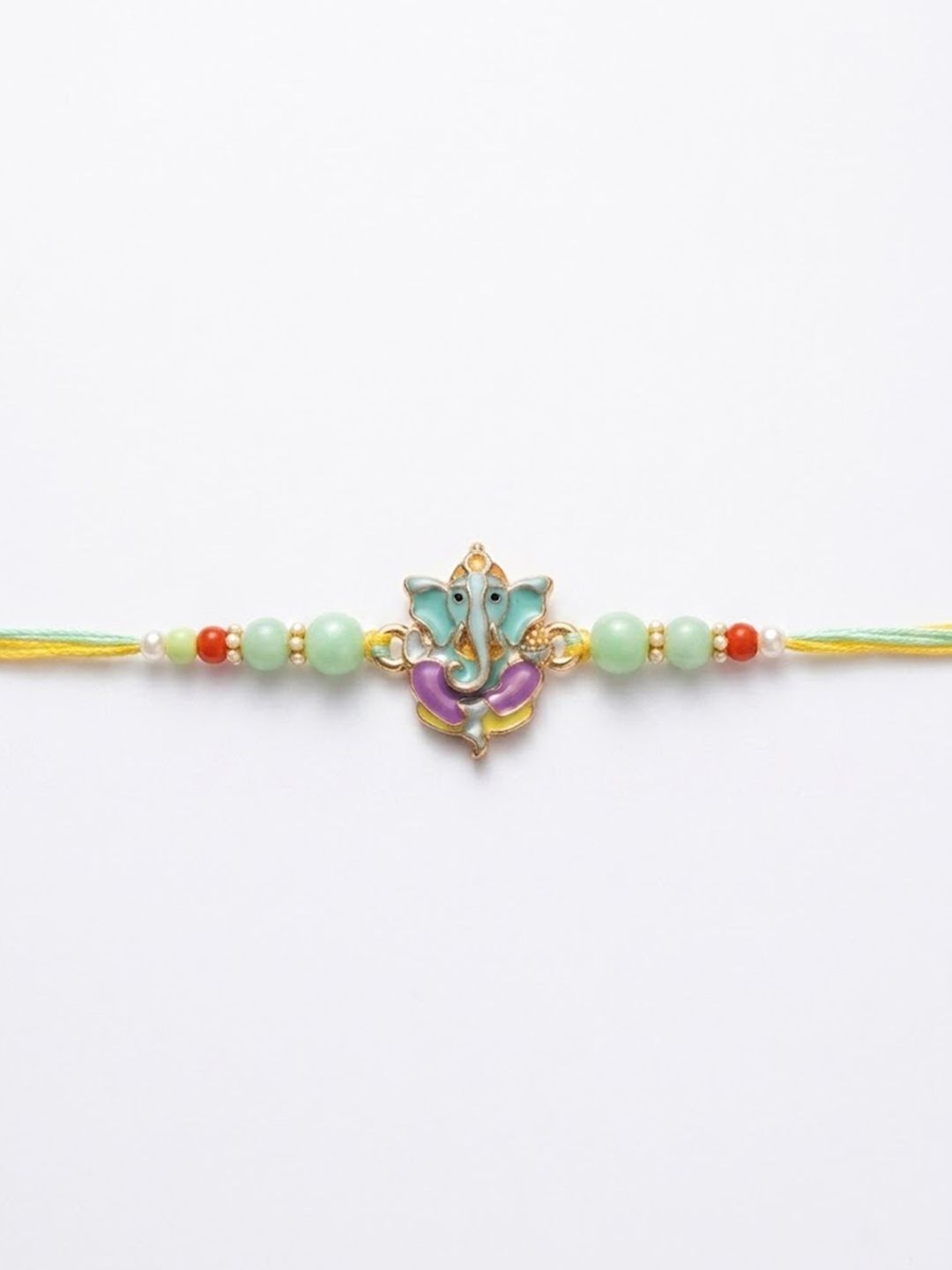 Dhiyona Multicolor Artificial Beads Ganesh Ji Thread Rakhi With Roli Chawal Chandan Mishri