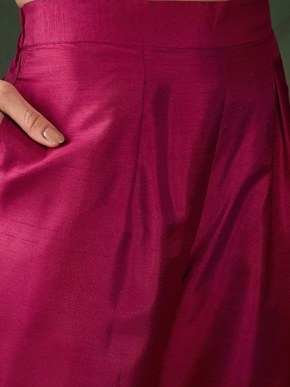 Women Embroidered Straight Kurta & Trousers