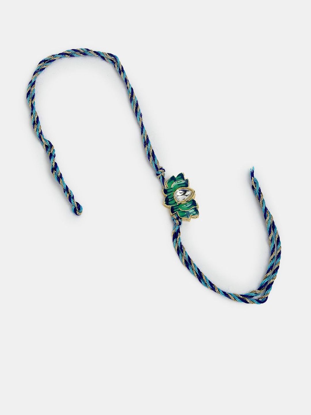 Dhiyona Kundan Studded And Beaded Lotus Shape Bhaiya Bhabhi Rakhis With Roli Chawal