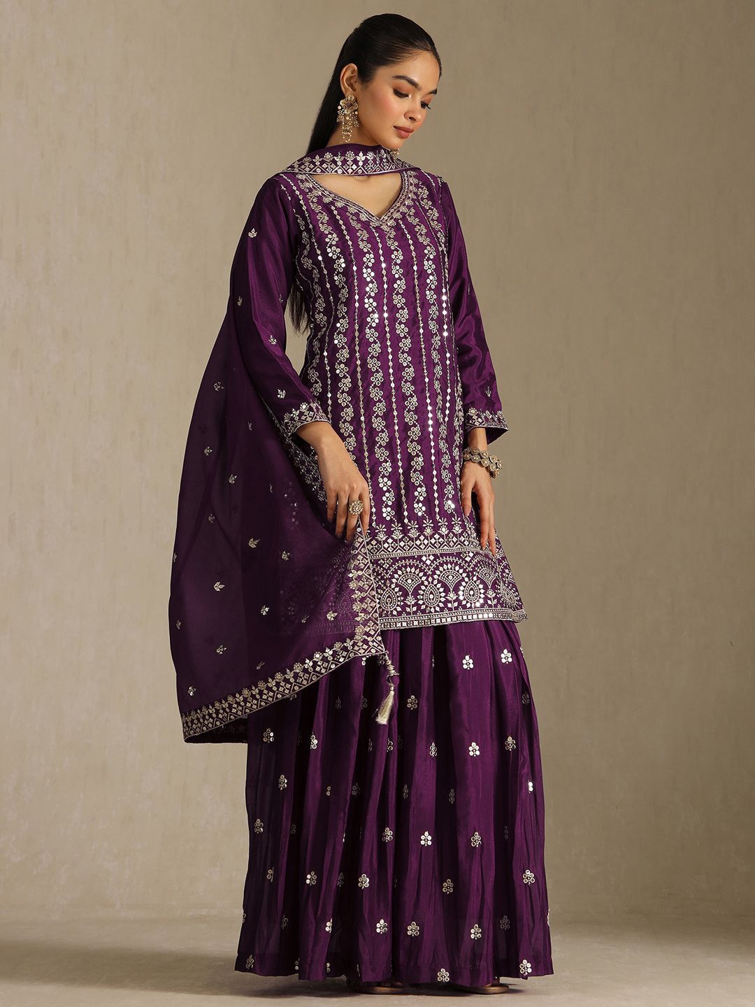 Dhiyona SO Women's Women Embroidered Regular Kurta with Palazzos & Dupatta