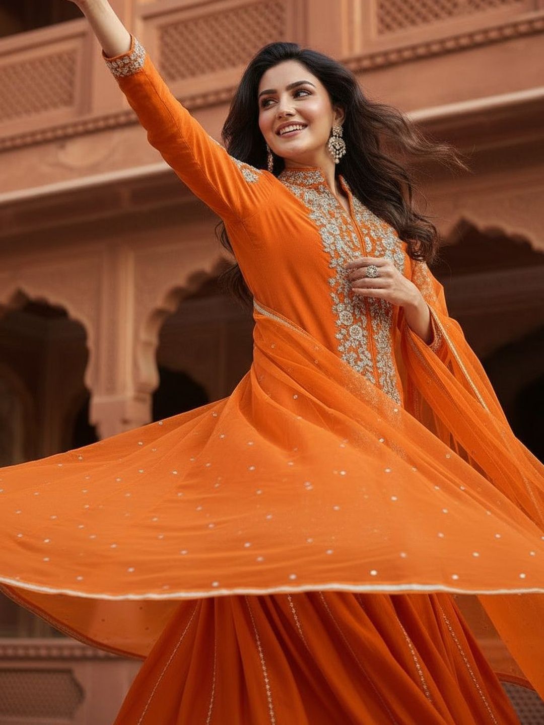 Dhiyona HOP Embellished Kurti & With Dupatta Palazzos Set
