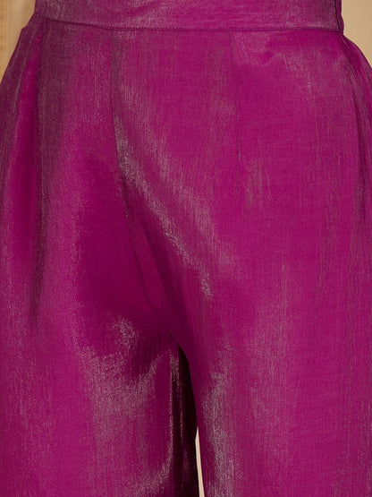 Mirror Work Embroidered Bell Sleeve Straight Kurta & Palazzo