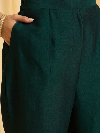 Dhiyona CH Women Ethnic Motifs Embroidered Panelled Gotta Patti Kurta with Trousers & With Dupatta