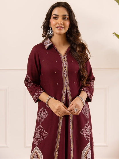 Printed Shirt Collar Kurta & Palazzos