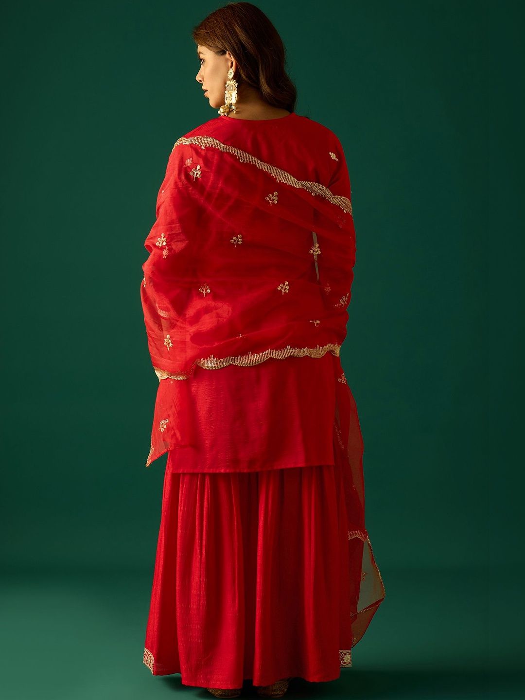 Dhiyona HOP Embroidered Straight Kurta & Sharara With Dupatta