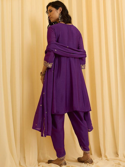Dhiyona CH Women Ethnic Motifs Embroidered Regular Thread Work Kurta with Dhoti Pants & With Dupatta