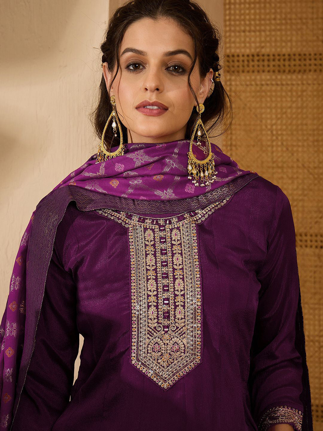 Women Floral Embroidered A-Line Kurta with Trousers & Dupatta