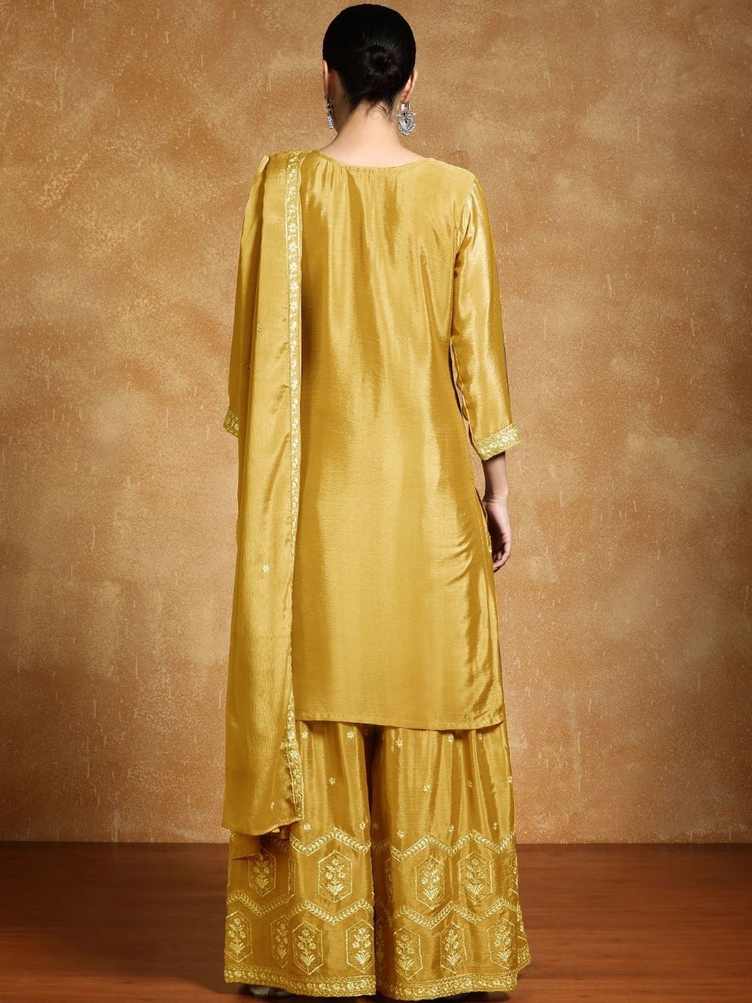 Dhiyona HOP Embroidered Straight Kurta With Sharara & Dupatta