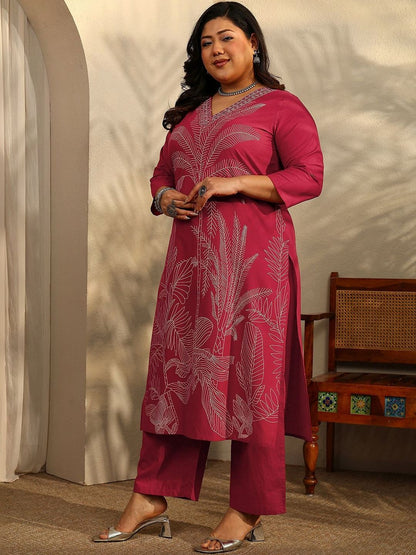 Dhiyona Women's Plus Size Ethnic Motifs Printed Kurta with Trousers & Dupatta