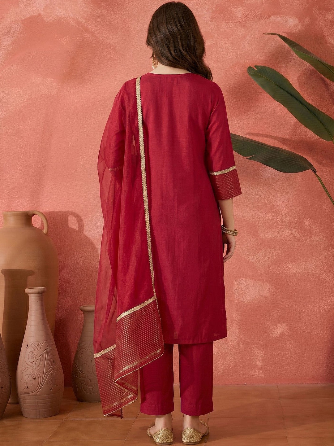 Embroidered Round Neck Kurta Sets
