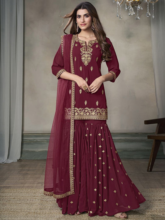 Dhiyona IN Women Floral Zari and Sequinned Embroidered Kurta Set with Dupatta