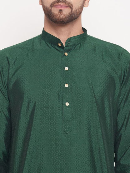 Men's Blue Silk Blend Straight Kurta