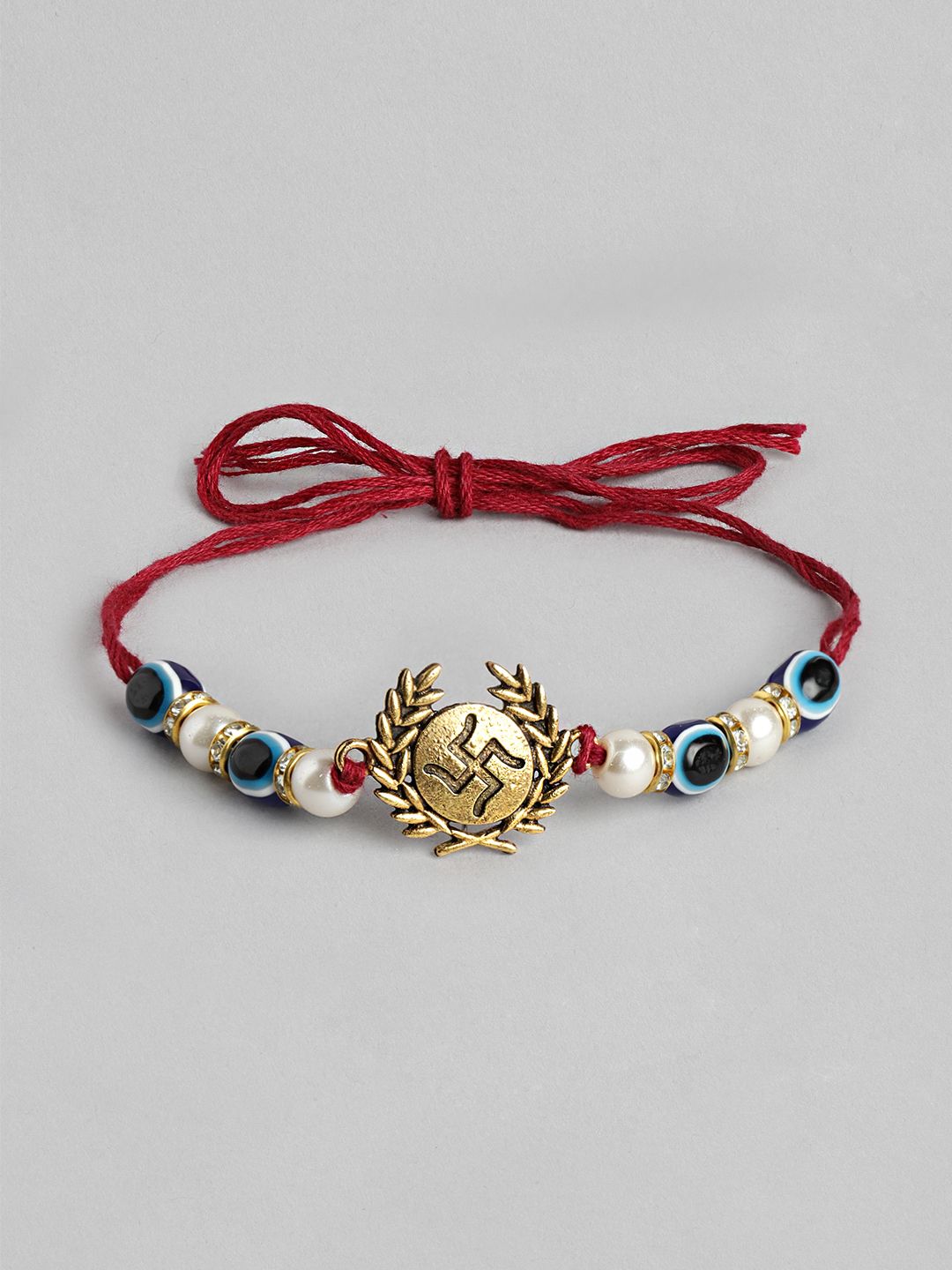 Dhiyona Unisex Set of 2 Beaded Bhai Bhabhi Rakhis With Roli & Chawal