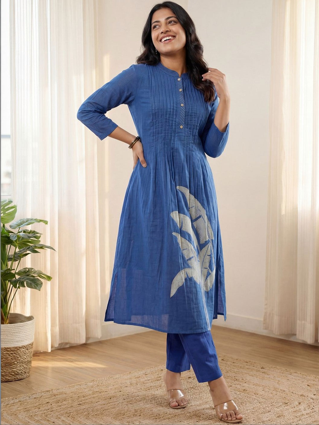 Women Ethnic Motifs Printed Regular Pure Cotton Kurta with Trousers