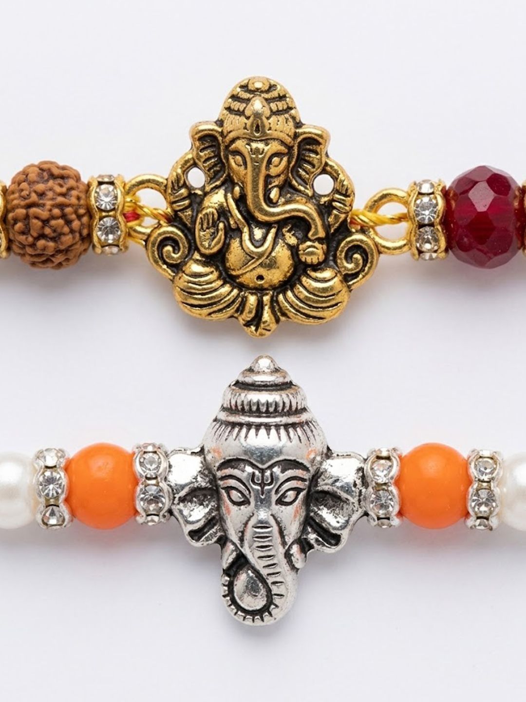Dhiyona Set Of 2 Multicolor Religious Thread Rakhi With Roli Chawal Chandan Mishri