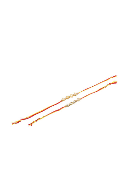 Dhiyona Kundan Studded Bhaiya Bhabhi Rakhis With Roli Chawal Chandan & Mishri