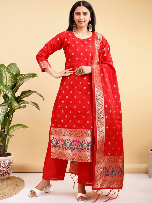 Dhiyona KL Women Ethnic Motifs Regular Gotta Patti Kurta with Palazzos & With Dupatta
