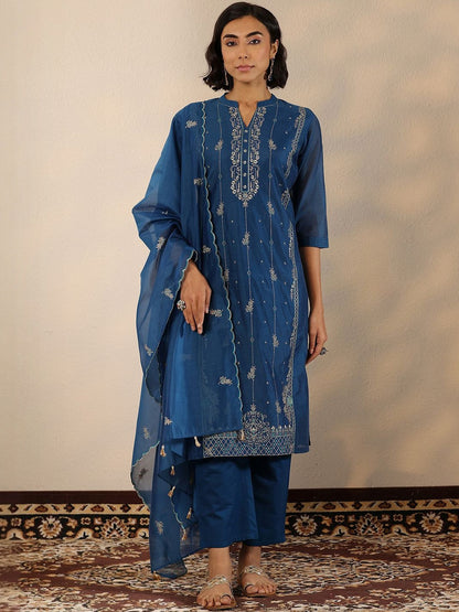 Women Ethnic Motifs Embroidered Kurta with Trousers & Dupatta