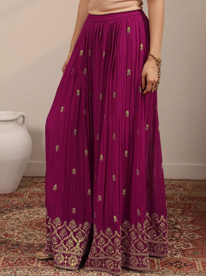 Dhiyona LL Women Ethnic Motifs Embroidered Regular Kurta with Sharara & With Dupatta