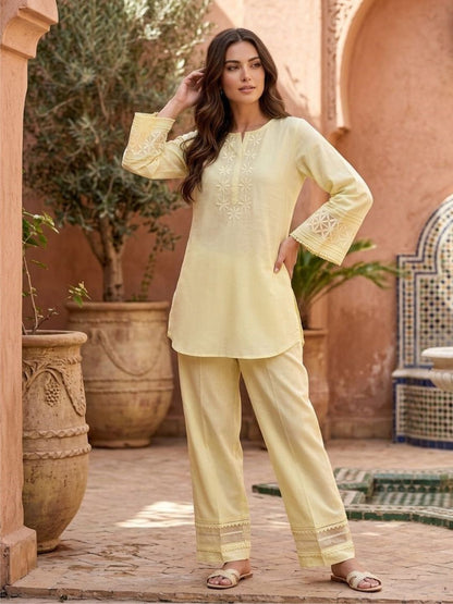 Prisha Corn embroidery cotton co-ord set