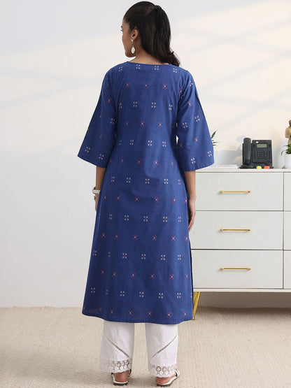 Libas Blue Woven Design A-Line Kurta Set