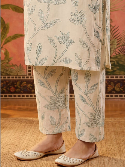 Printed Pure Cotton V-Neck Kurta & Palazzos