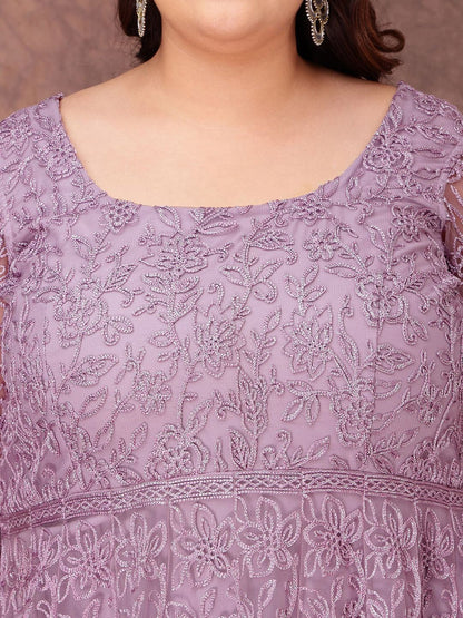 Dhiyona IN Women Floral Embroidered Empire Thread Work Kurta with Trousers & Dupatta