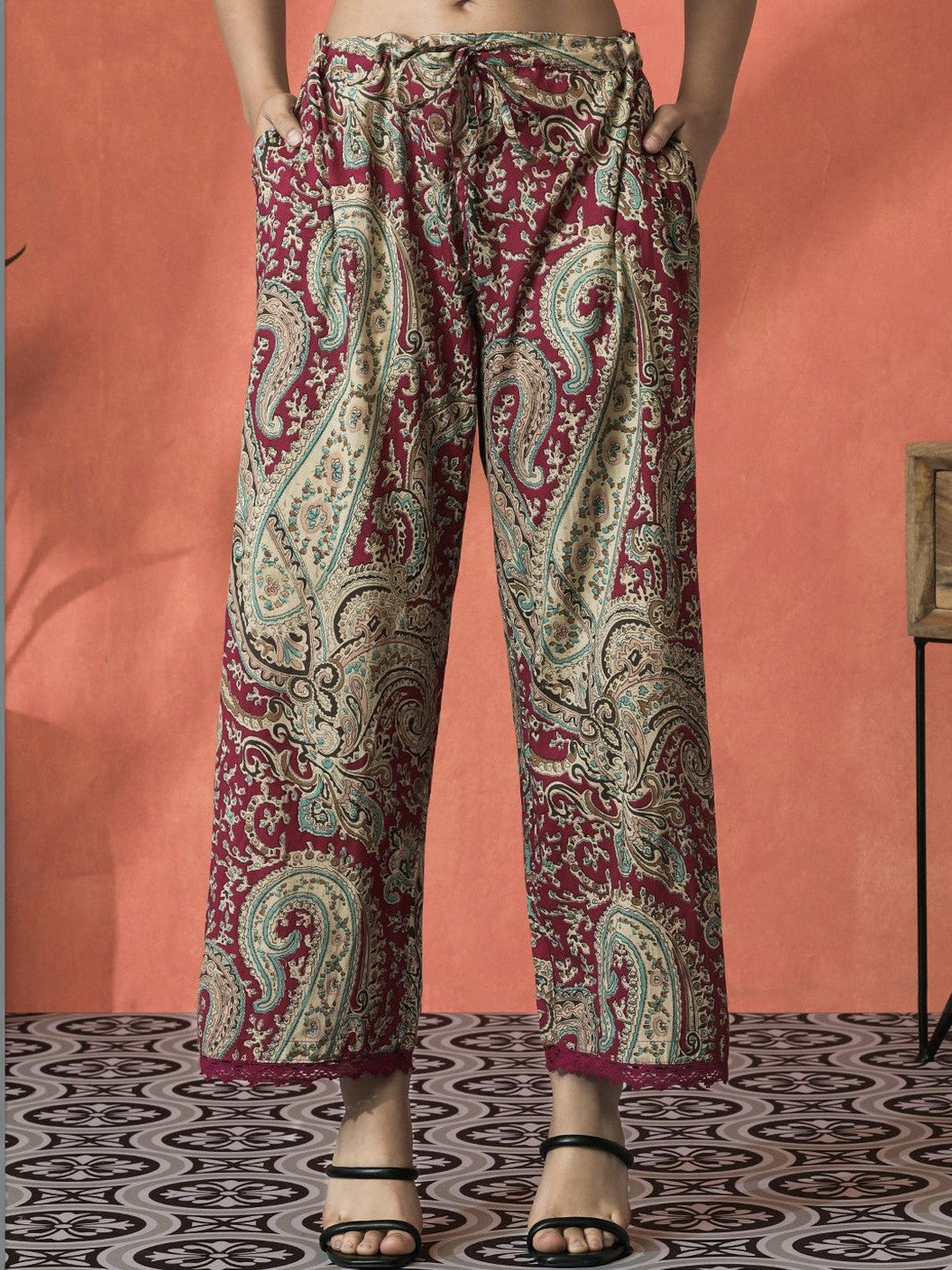 Printed Pure Cotton Round Neck Kurta & Palazzos Kurta Sets