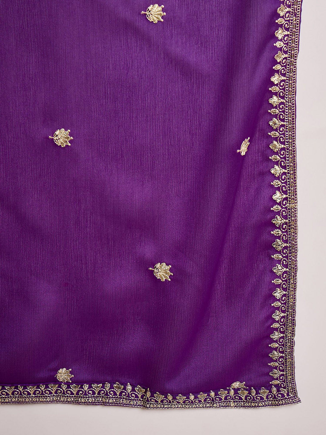 Ethnic Motifs Embroidered Gotta Patti Straight Kurta & Palazzos With Dupatta