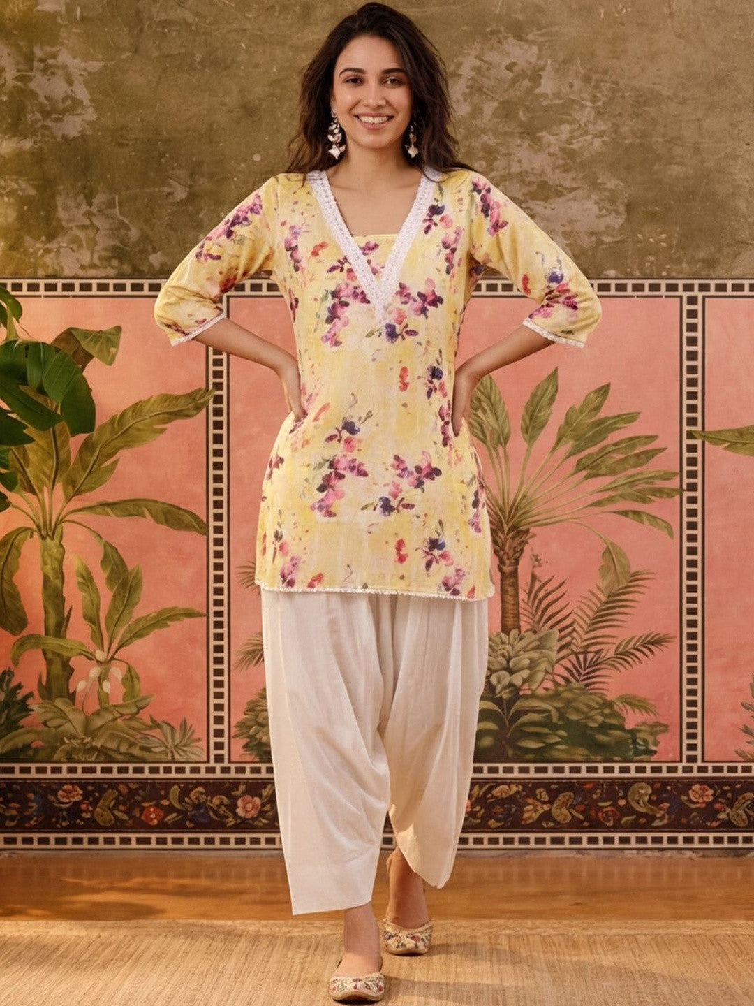 Dhiyona SN Women Cotton Printed Straight Farshi Salwar Suit Set