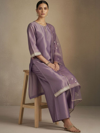 Dhiyona VA Women Regular Sequinned Kurta with Palazzos & With Dupatta
