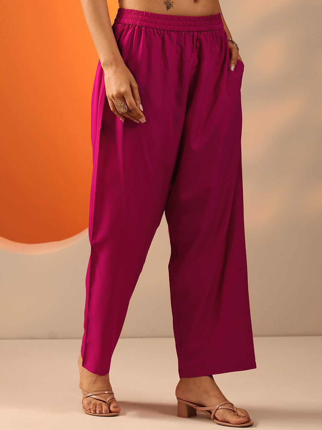 Bandhani Printed V-Neck Sequinned Straight Kurta With Trouser And Dupatta
