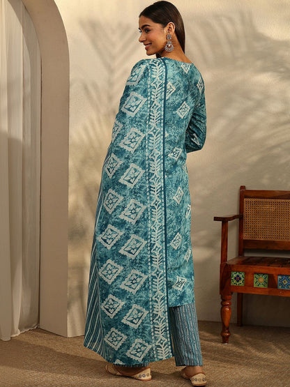 Women Ethnic Motifs Printed Regular Thread Work Kurta with Trousers & With Dupatta