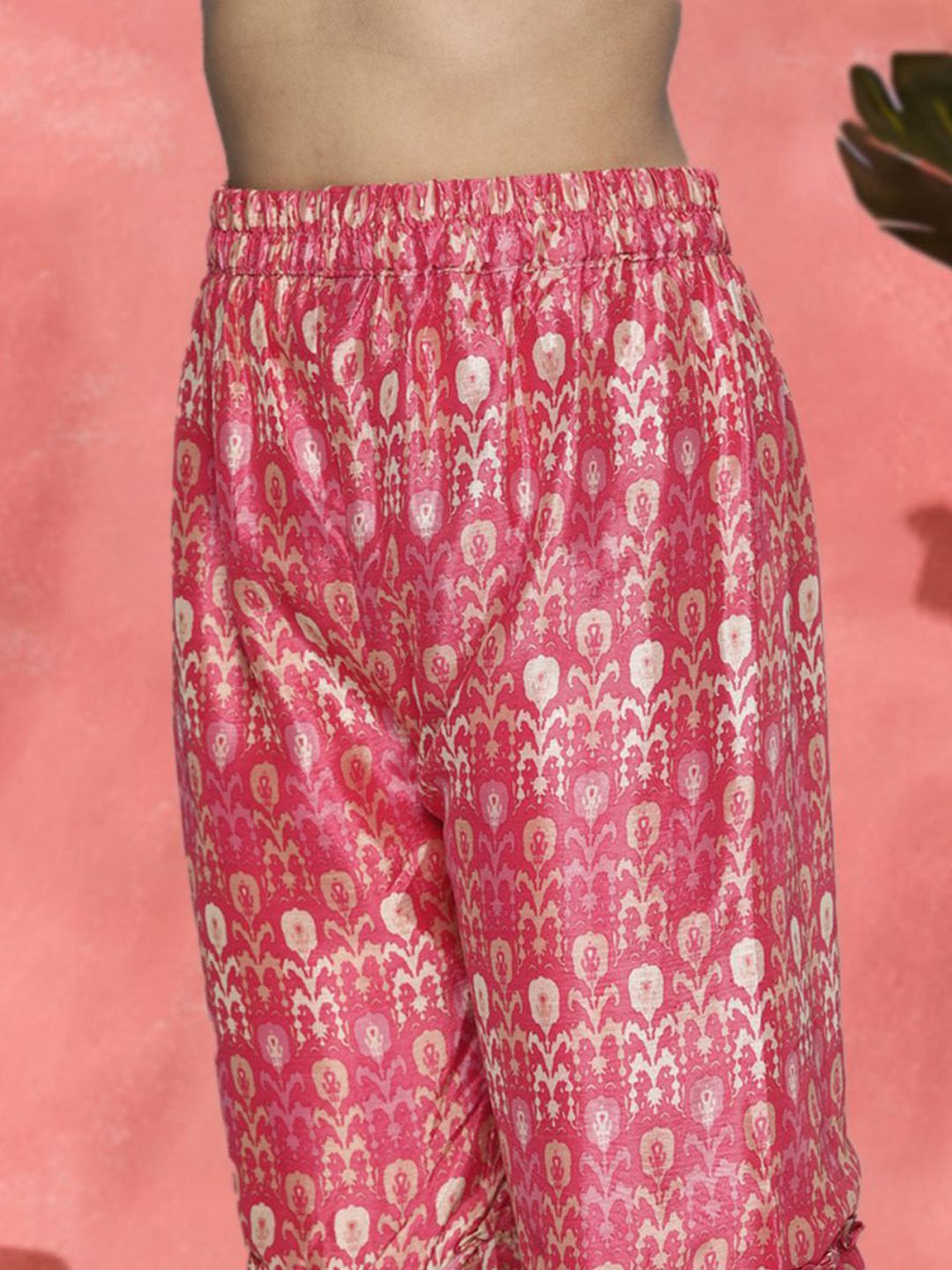 Dhiyona SN Floral Printed Mirror Work Flared Kurta With Sharara And Dupatta