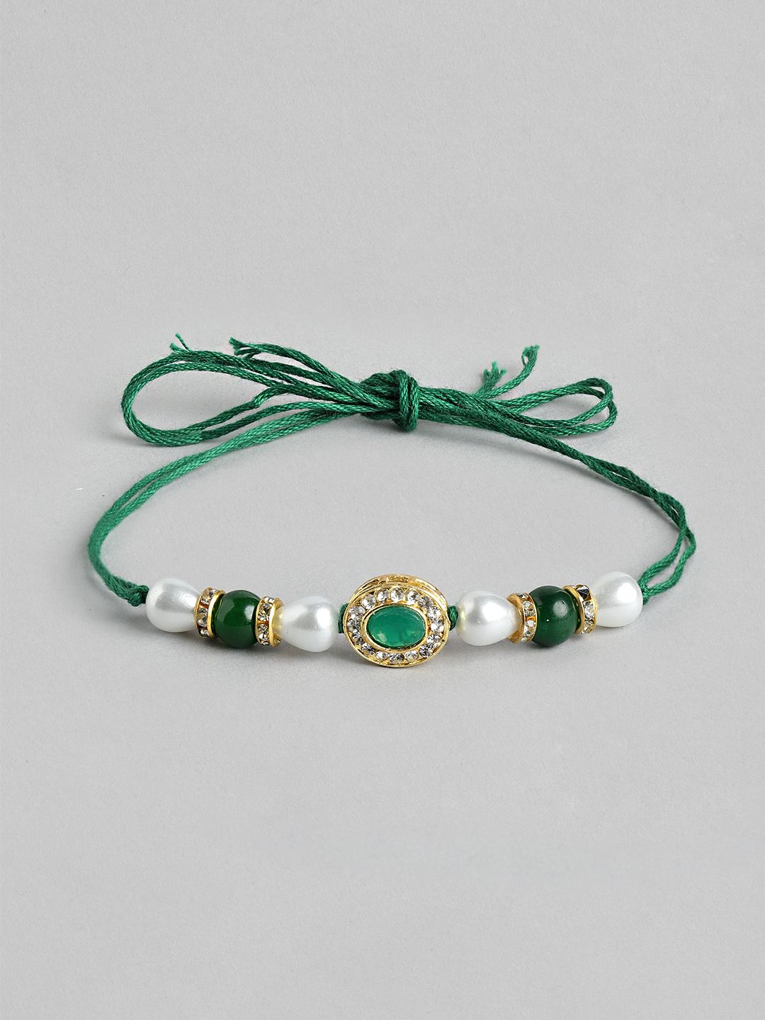 Dhiyona Unisex Set of 2 Beaded Bhai Bhabhi Rakhis With Roli & Chawal