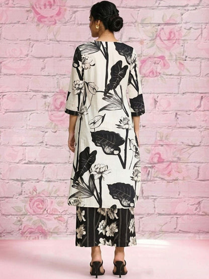 Printed Pure Cotton Round Neck Kurta & Trousers