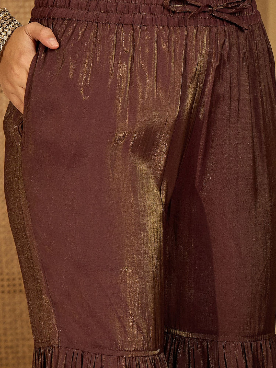 Women Brown Embroidered Kurta Sets With Dupatta