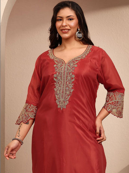 Dhiyona Women's Ethnic Motifs Embroidered Regular Thread Work Kurta with Trousers & With Dupatta
