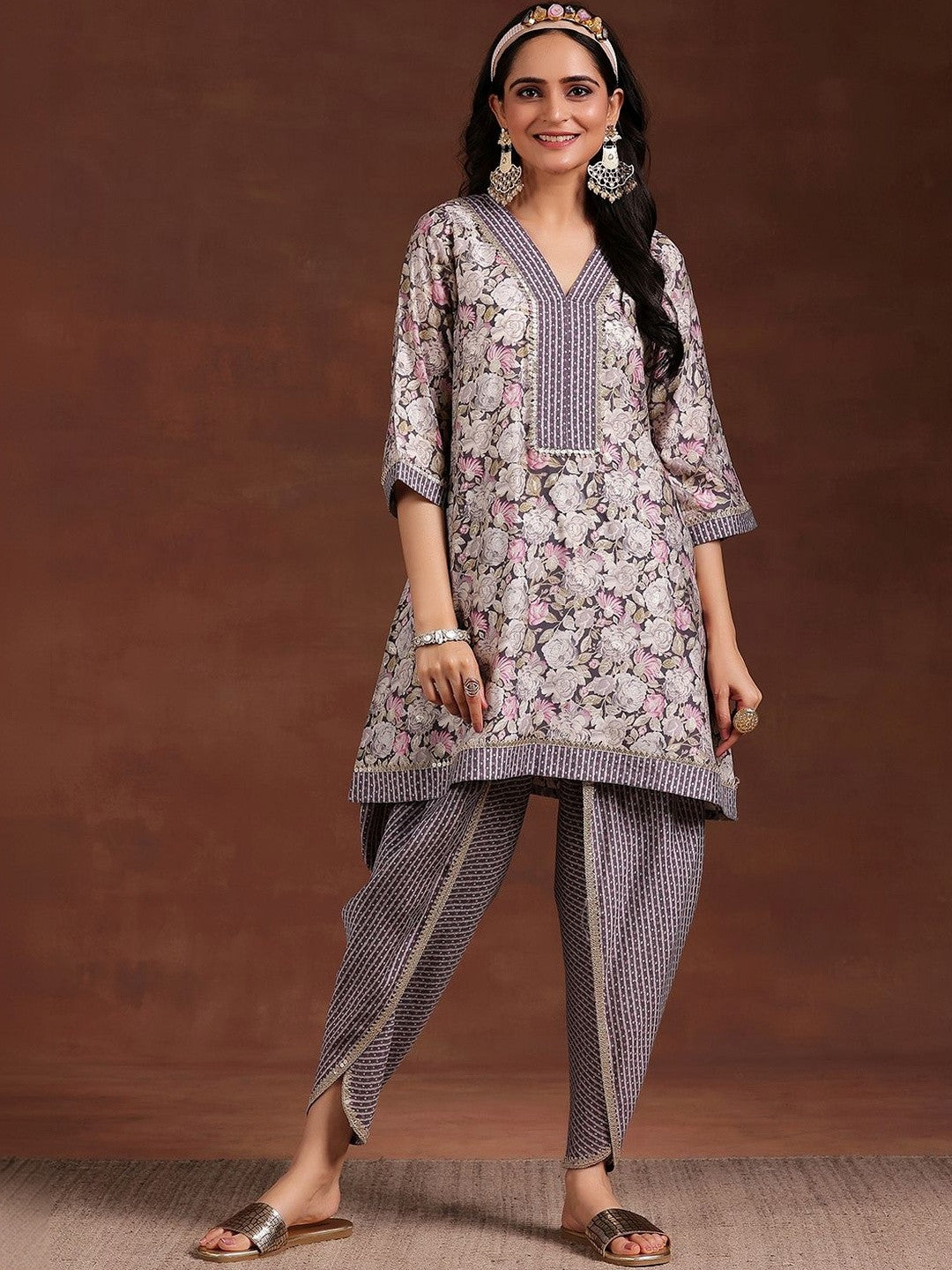 Women Floral Printed Regular Kurti with Dhoti Pants