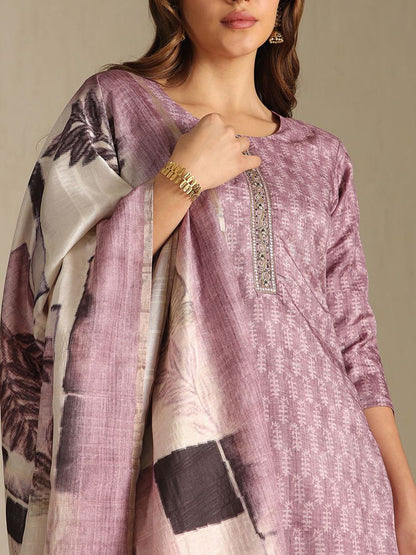 Dhiyona SO Women's Women Botanical Print Regular Kurta with Trousers & Printed Dupatta