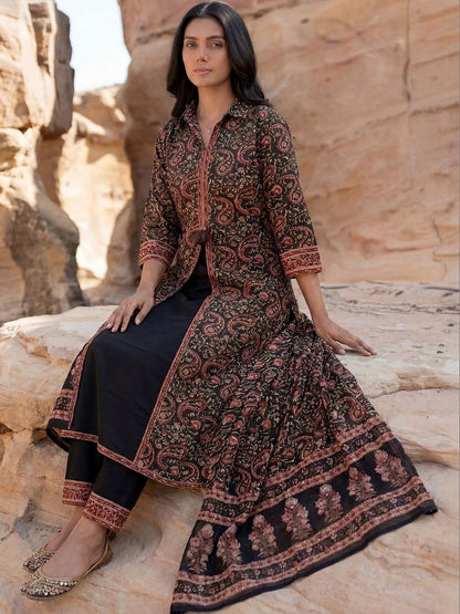 Women Ethnic Motifs Printed Regular Pure Cotton Kurta with Trousers & With Dupatta