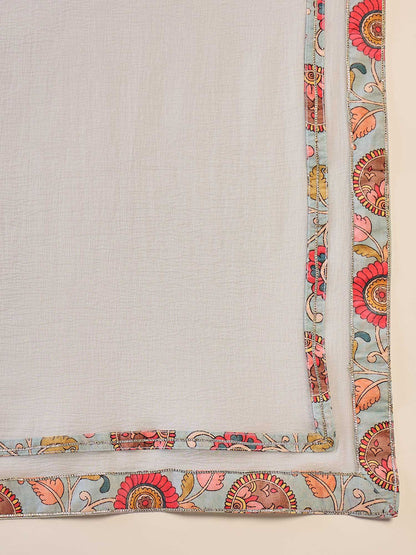 Floral Printed Pure Cotton Kurta & Trousers With Dupatta