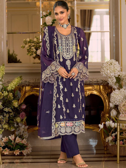 Women Ethnic Motifs Embroidered Kurta with Trousers & Dupatta