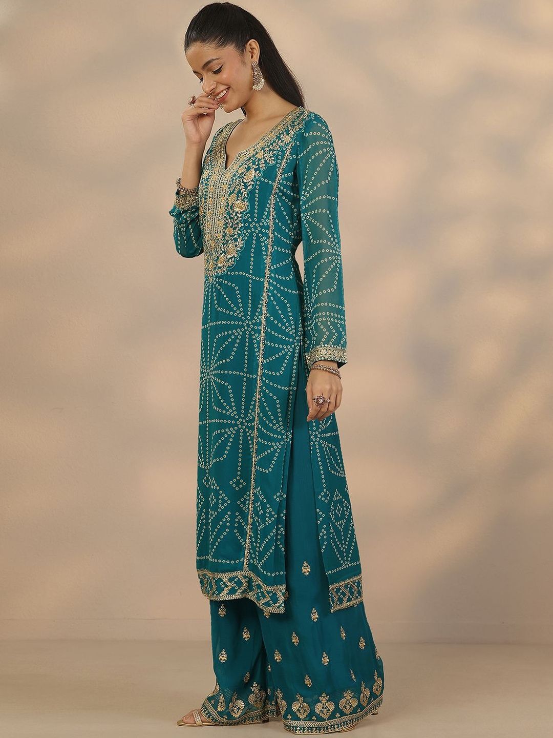 Dhiyona LL Women Ethnic Motifs Embroidered Regular Kurta with Palazzos & With Dupatta
