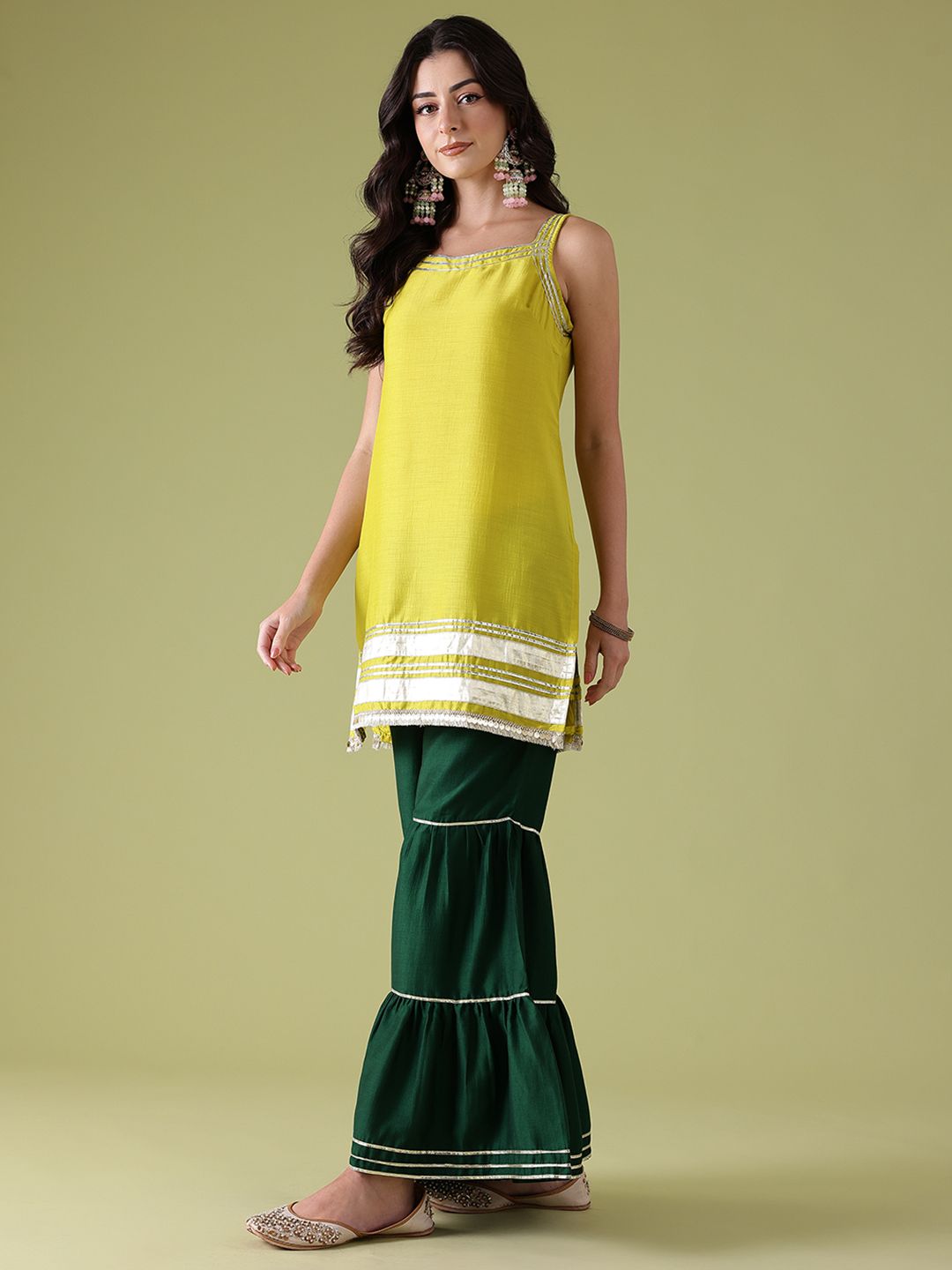Dhiyona AN Gotta Patti Kurta with Sharara & Dupatta